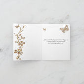 Black , Gold Butterfly Floral Thank You Note Card (Inside)