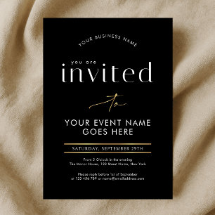 Black & Gold Calligraphy Business Event Gala Night Invitation