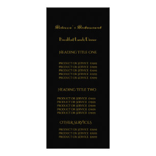 Black & Gold Calligraphy Business Pricing Service  Rack Card