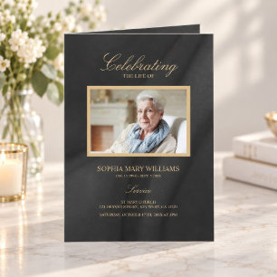 Black & Gold Calligraphy Memorial Program