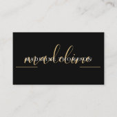 Black Gold Calligraphy Script QR code Business Card (Front)