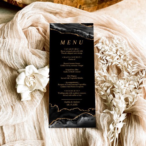 Black  Gold Calligraphy Wedding Menu