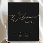 Black Gold Calligraphy Wedding Welcome Bags Sign Plaque<br><div class="desc">*NOT REAL FOIL* ***this design is part of a matching collection*** _______________________ this design template is fully editable / customizable by you the customer - click personalize further button if you wish to move, add, delete, or make significant changes to the design _______________________ *if you have any DESIGN questions or...</div>