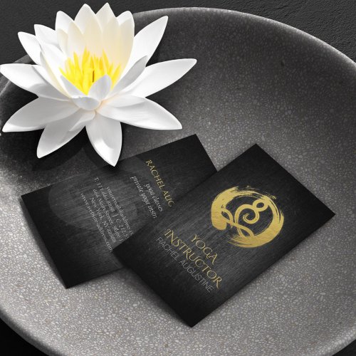 Black Gold Calligraphy Yoga Meditation ZEN Symbol Business Card