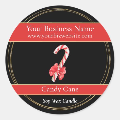 Black  Gold Candy Cane Candle Product Label
