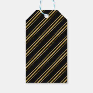 Black & Gold Candy Cane Strip Elegant Chic Gift Tags