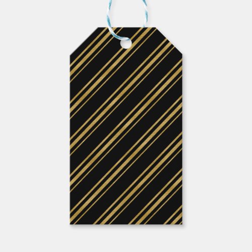 Black  Gold Candy Cane Strip Elegant Chic Gift Tags