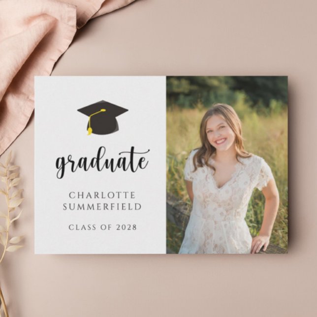 Black Gold Cap Tassel Simple Graduation Invitation (Creator Uploaded)