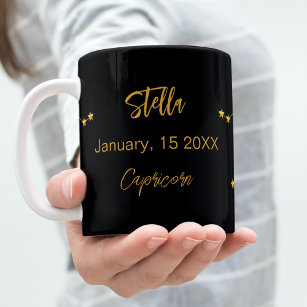 Black gold Capricorn star constellation birthday Coffee Mug
