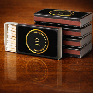 Black & Gold Casino Party Favors – Personalized Matchboxes