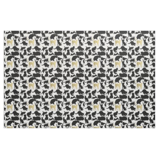 Black Gold Cats Fabric