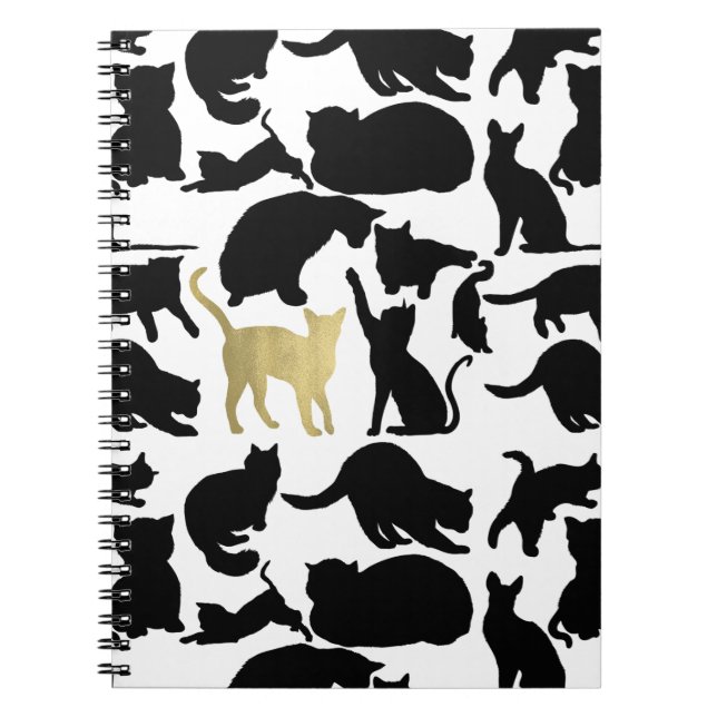 Black Gold Cats Notebook (Front)