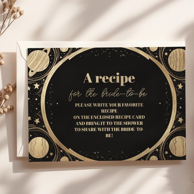 Black Gold Celestial Crescent Moon Bridal Shower Enclosure Card (Creator Uploaded)
