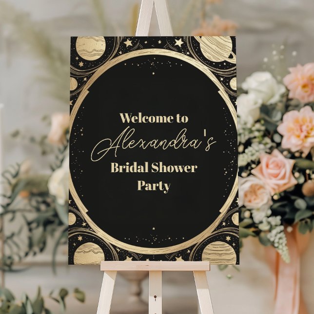 Black Gold Celestial Crescent Moon Bridal Shower Foam Board (Creator Uploaded)