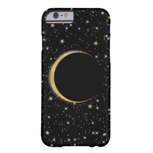Black  Gold Celestial Moon Magic Lunar Stars Barely There iPhone 6 Case