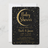 Black Gold Celestial Moon Magic Stars Baby Shower Invitation (Front)