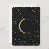Black Gold Celestial Moon Magic Stars Baby Shower Invitation (Back)