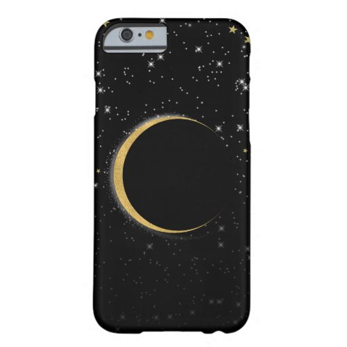 Black  Gold Celestial Moon Stars Lunar Magic Barely There iPhone 6 Case