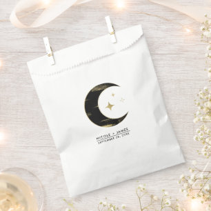 Black & Gold Celestial Moon Stars Wedding Favor Bag