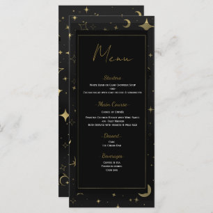 Black & Gold Celestial Moon Stars Wedding Menu