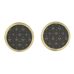 Black & Gold Celestial Snowflake Cufflinks