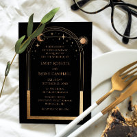 Black Gold Celestial Sun Moon Stars Wedding