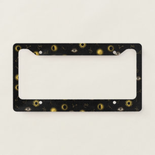 Black Gold Celestial Sun & Moon Zodiac Eye License Plate Frame