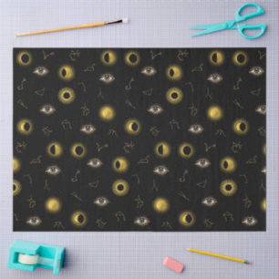 Black Gold Celestial Sun & Moon Zodiac Eye Tissue Paper