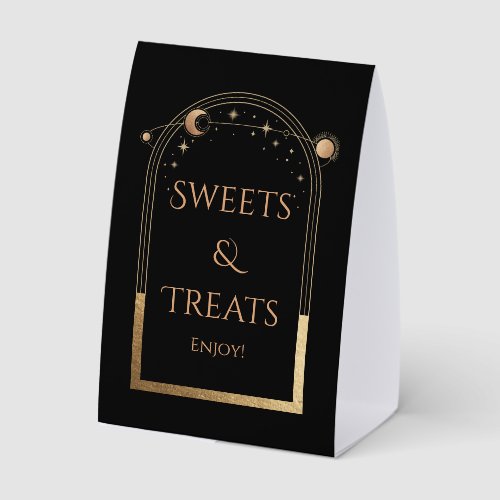 Black Gold Celestial Sweets & Treats Wedding Paper Table Tent