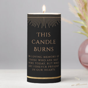 Black Gold Celestial Wedding Memorial Pillar Candle