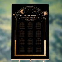 Black Gold Celestial Wedding Seating Chart