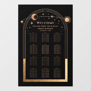 Black Gold Celestial Wedding Seating Chart Wall Decal