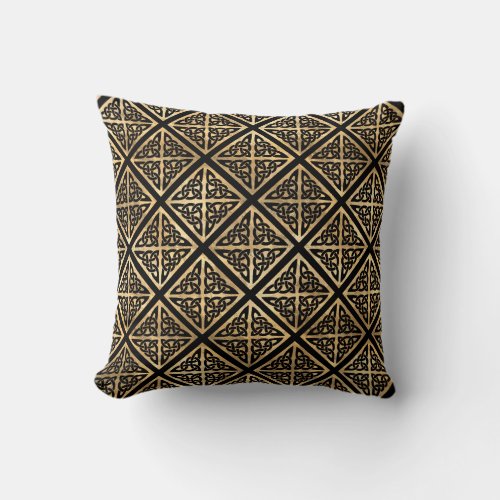 Black Gold Celtic Pattern Throw Pillow
