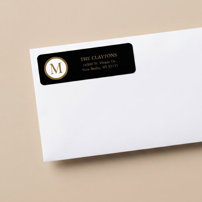 Black & Gold Center Seal Monogram Label (Creator Uploaded)
