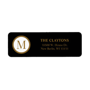 Black & Gold Center Seal Monogram Label