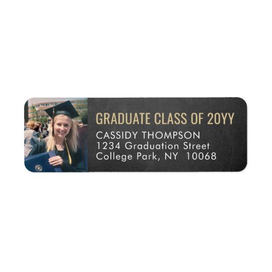 Black Gold Chalkboard Graduation Return Address Label | Zazzle.com
