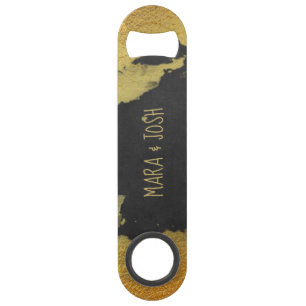 *~* Black Gold Chalkboard Wedding Bartender Bar Key