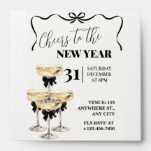 Black Gold Champagne Cheers New Years Eve Party
