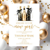 Black Gold Champagne Cheers New Years Eve Party