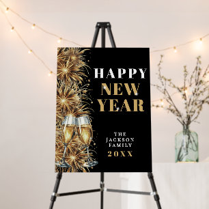 Black Gold Champagne New Years Party Foam Board