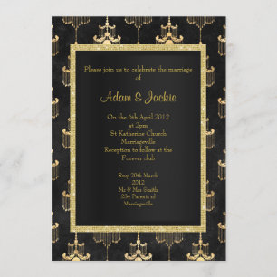 Black Gold Chandelier wedding all occasion Invitation
