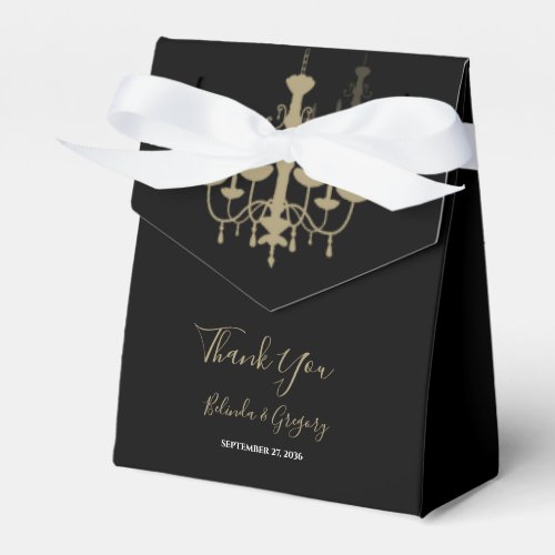 Black Gold Chandelier Wedding Favor Boxes