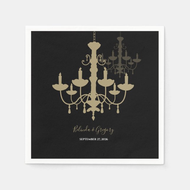 Black Gold Chandelier Wedding  Napkins (Front)