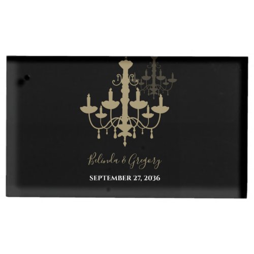 Black Gold Chandelier Wedding  Place Card Holder