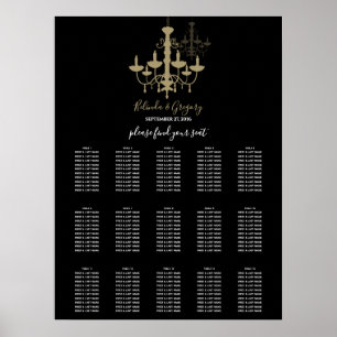 Black Gold Chandelier Wedding Seating Chart