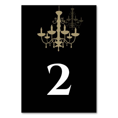 Black Gold Chandelier Wedding Table Number