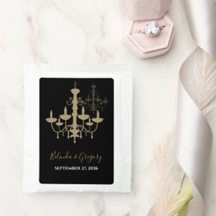 Black Gold Chandelier Wedding Tea Bag Drink Mix