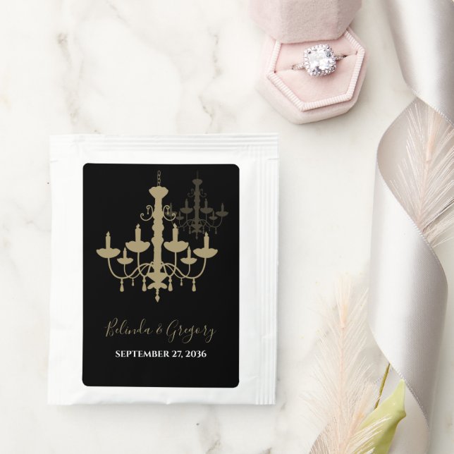 Black Gold Chandelier Wedding Tea Bag Drink Mix (Wedding)