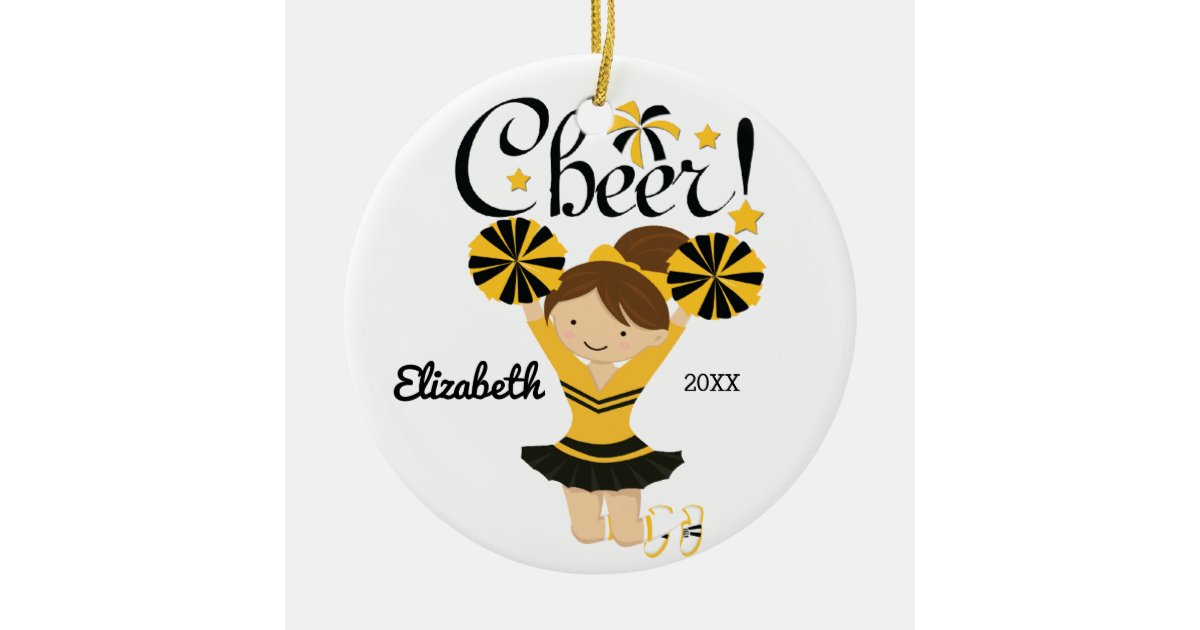 Black & Gold Cheer Cheerleader Ornament Zazzle