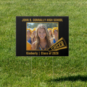 Black Gold Cheerleader Photo High School Yard Sign